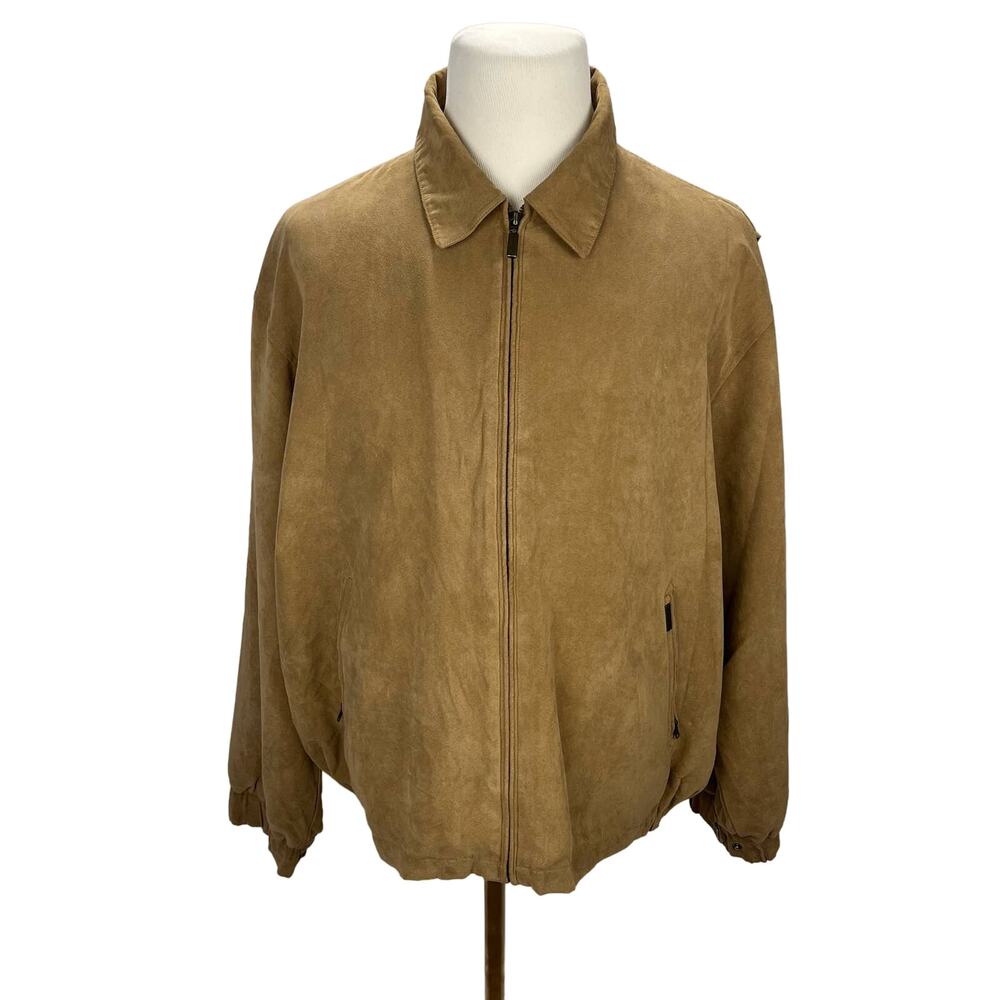 VTG WEATHERPROOF | Tan‎ 90s Faux Suede Collard Bomber Jacket | Men's